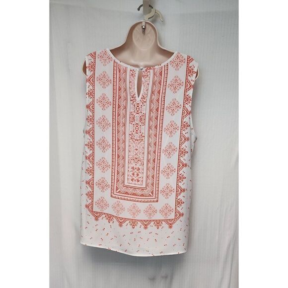 PEACH by BLU-PEPPER SLEEVELESS FLORAL TOP SIZE 1XL PEACH/WHITE - Picture 5 of 8
